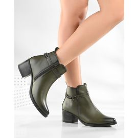 ARBUNORE,Women Ankle-Length Boots with Chain Accent