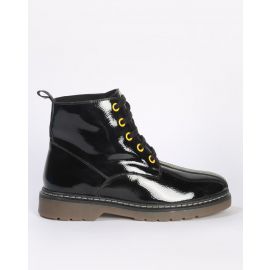CATWALK, Panelled Patent Lace-Up Ankle-Length Boots