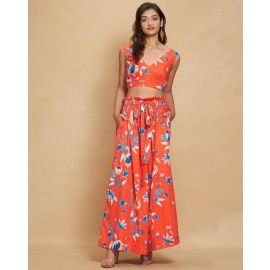 GULABO BY AJSK, Floral Print Flared Pants With Insert Pockets