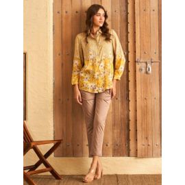 YELLOW FLORID PROM SHIRT