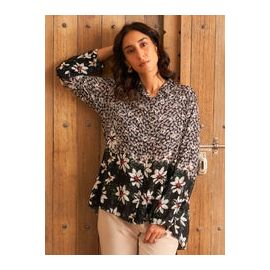 BLACK FLORID PROM SHIRT