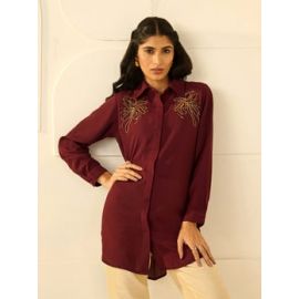WINE STENCIL CRYSTALLINE SHIRT