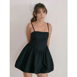 Balloon Pleated Mini Dress