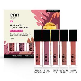 Semi-Matte Liquid Lipstick | Highly Pigmented & Long-Lasting | Pack of 5 | 7.5 ml Each